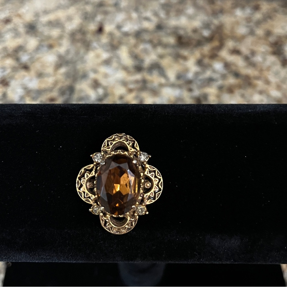 Vintage Florenza Gold Tone Amber Slider Pendant